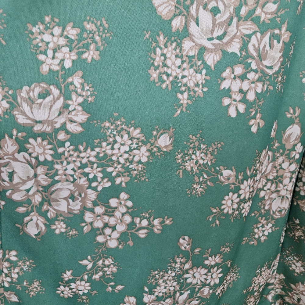 Vintage 1970s M Maxi Dress & Jacket Green Floral Mod Vintage VTG 70s Sleeveless - Picture 15 of 16